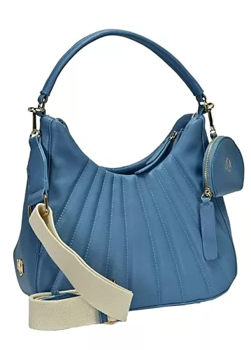 L.CREDI Taschen & Rucksäcke L.CREDI Damen Hobo Bag/Schultertasche MELODY Blau Kunstleder - vegan, Größe:-, Farbauswahl:blau