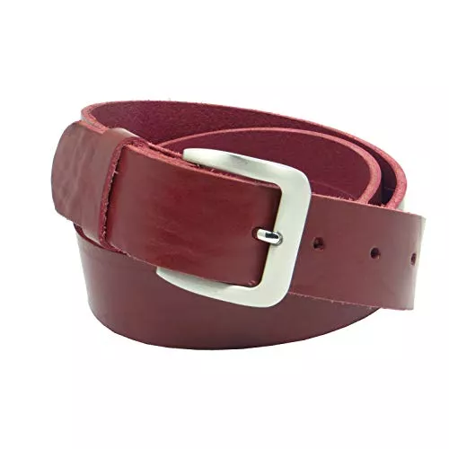 Kollektion Chrissys-in Gürtel Chrissys-in Ledergürtel 4 cm breit bordeaux rot aus Rindsleder aus eigener Fertigung Handwerker Arbeits Jeansgürtel