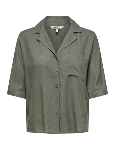 ONLY Langarmblusen ONLY Damen Onltokyo Life Ss Linen Bl Shirt PNT Noos