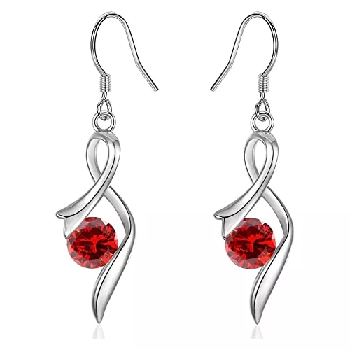 JEWTOP Schmuck Ohrringe Silber 925 Gold Hängend 5A Zirkonia Silber Ohrhänger Vergoldet Hängende Ohrringe für Damen Geschenke Frauen Schmuck