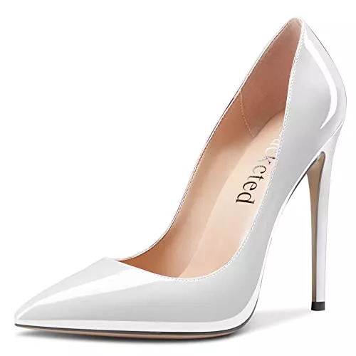 Saekcted High Heels Saekcted Damen Hoher High Stiletto Absatz Heel Geschlossene Spitze Zehenkappe Pumps Slip-on Hochzeit Büroschuhe Dress 12 cm Heels Schuhe