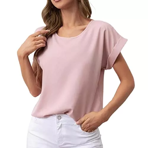 Fulidngzg T-Shirts Tunika Damen Sommer, Elegant mit Gummizug Am Saum Festliches Outfit Große Größen Oversize Shirts Locker Festlich Tshirt Schwarzes Oberteile Festliche Chiffon Fledermaus Bluse