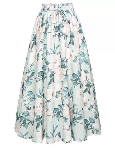 SCARLET DARKNESS Röcke Scarlet Darkness Viktorianischer Maxirock für Damen, Sommer, Blumenmuster, langer Rock mit Taschen