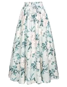 SCARLET DARKNESS Röcke Scarlet Darkness Viktorianischer Maxirock für Damen, Sommer, Blumenmuster, langer Rock mit Taschen