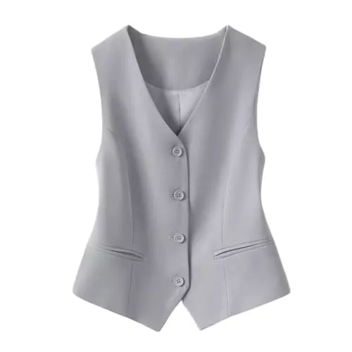LSFYYDS Westen LSFYYDS Damen Weste, Ärmelloser Blazer, Elegante, Schmale Button Down Weste Für Arbeit Und Büro, Retro Party Weste, V Ausschnitt, Economy Anzugweste