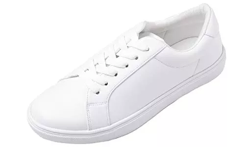 Feversole Sneaker & Sportschuhe Feversole Women's Featured PU Leather Lace-Up Sneaker,Damen Sneaker Atmungsaktiv Turnschuhe Leicht Laufschuhe Sportschuhe Freizeitschuhe