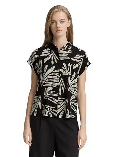 TOM TAILOR Denim Kurzarmblusen TOM TAILOR Denim Damen Kurzarm-Bluse mit Muster