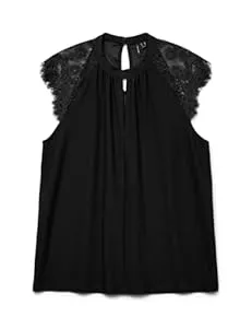 VERO MODA Ärmellose Blusen VERO MODA Female Oberteil ohne Ärmel Spitzenverziertes