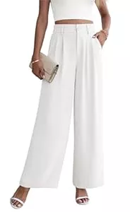 Yommay Hosen Yommay Damen Hose Elegante Lässig Baggy Sommerhose Leicht Bequem Business Hosen Anzughose mit Taschen
