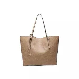 JEN & CO. Taschen & Rucksäcke JEN & CO. Iris M1614 Handtaschen Tragetasche aus weichem veganem Leder mit Druckknopfverschluss und Innentasche, Taupe