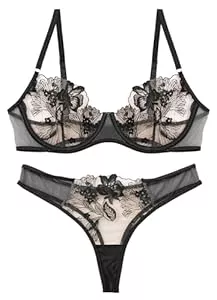 Maeau Unterwäsche & Dessous Maeau Damen BH Und Höschens Set Spitzen Unterwäsche Set Transparent T-Hosen Mesh Sexy Bralette Dünn Spitzenslips Sammel BH S-XL