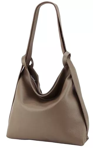 SH Leder Taschen & Rucksäcke SH Leder 2in1 Handtasche Rucksack Damen Schultertasche DayPack CityRucksack aus Echt genarbt Leder (B 37cm x H 35cm) Rica G699