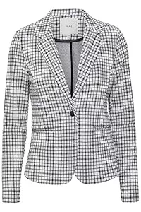 ICHI Blazer ICHI IHKATE SMALL Check BL Damen Blazer Kurzblazer Jacke Karierter EIN-Knopf-Blazer mit Stretch und Reverskragen
