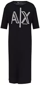 Armani Exchange Freizeit Armani Exchange Damen Sustainable, Big Logo Print, Round Neck Casual Dress
