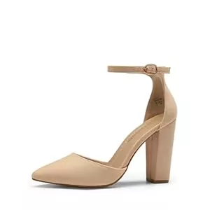 DREAM PAIRS High Heels DREAM PAIRS Damen Coco High Heels Chunky Block Pumps Spitzeschuh Geschlossene Zehen Knöchelriemen Abendkleidung Schuhe