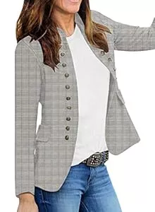 Roskiky Blazer Roskiky Damen Blazer für Frauen, Cardigan, Freizeit Business Jacke, mit Taschen, Deko Knöpfe vorne