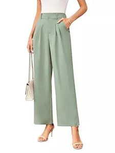 TMEOG Hosen TMEOG Stoffhose Damen Sommer Weite Hose Elegant Marlene Palazzo Hose Lockere Gerade Geschnittene Hose Weites Bein Chino Anzughose mit Gummibund Wide Leg Business Bundfaltenhose für Damen