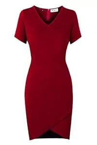 AXOE Cocktail AXOE Damen Etui Kleid mit V-Ausschnitt Figurbetontes Strech-Kniekleid für Beruf und Freizeit Elegantes Alltagstauglich