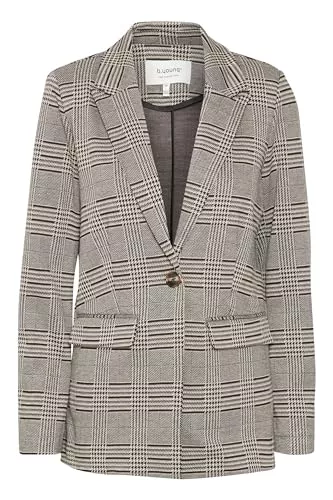 b.young Blazer b.young BYROWAN Damen Blazer Longblazer Jacke mit Reverskragen und Knopf Regular Fit mit Stretch Gemustert
