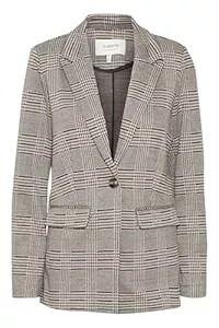b.young Blazer b.young BYROWAN Damen Blazer Longblazer Jacke mit Reverskragen und Knopf Regular Fit mit Stretch Gemustert