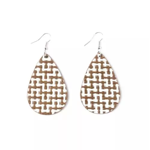 Generic Schmuck Gewebte Muster Wassertropfen Leder Ohrringe für Frauen