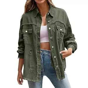 Generisch Jacken Generisch Jeansjacke Damen Oversize Große Größen Jeansbluse College Jacke Lang Schwarz Jeanshemd Jeans Jacken Elegant Kurz Übergangsjacke Jeansjacke Leicht Dünne Hemdjacke