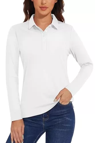 TACVASEN Hemdblusen TACVASEN Damen Poloshirt UPF 50+ Langarm Golf Langarmshirt UV Schutz Polo Shirt Schnelltrocknend Sportshirt