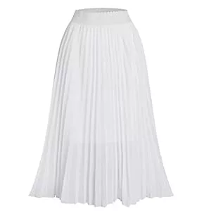 TEERFU Röcke TEERFU Womens Chiffon High Waist Skirt Pleated A-Line Swing Elastic Shirring Midi Length