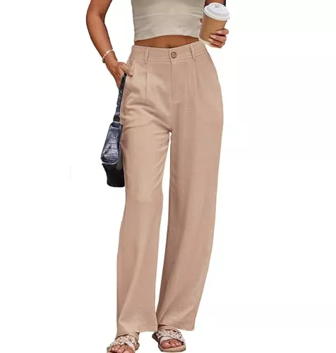 Fakanhui Hosen Fakanhui Damenhose aus Leinen, elegante Arbeitshose, Freizeit, Sommer, Business, gerades Bein, Baumwoll-Leinen-Hose.