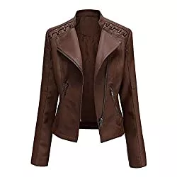 YYNUDA Jacken & Westen YYNUDA Damen Lederjacke Kurz aus Kunstleder mit Reißverschluss Regular Fit Jacke Übergangsjacke