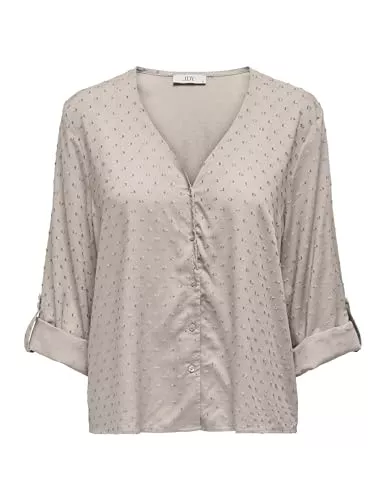 JdY Langarmblusen JdY Damen Bluse Haifischkragen Knopfleiste voluminöse Ärmel Regular Fit Hemd