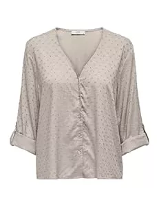 JdY Langarmblusen JdY Damen Bluse Haifischkragen Knopfleiste voluminöse Ärmel Regular Fit Hemd