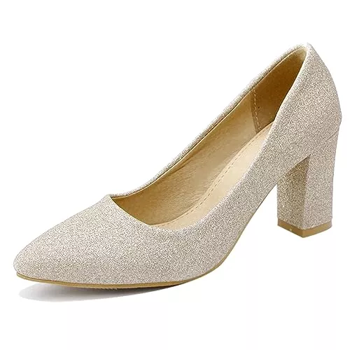 Renessmi High Heels Renessmi Hohen Blockabsatz Damen Pointed Toe Pump Formal
