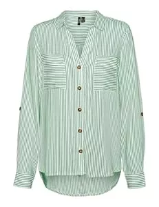VERO MODA Hemdblusen VERO MODA Damen Blusen Hemd Leger mit Brusttaschen Regular Stretch 3/4 Arm Top Oberteil