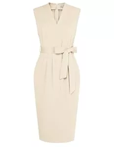 GRACE KARIN Cocktail GRACE KARIN Damen Cocktailkleider Bodycon Kleid Vintage Midikleid Formelle Business-Kleider mit Taschen V-Ausschnitt Ärmelloses für Sommer