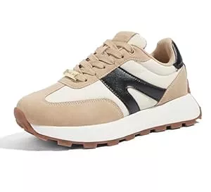 LUCKY STEP Sneaker & Sportschuhe LUCKY STEP Damen Plateau Sneaker – Retro Klassische Turnschuhe, Modische Schnürschuhe für Laufen, Tennis & Alltag