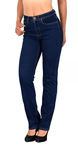 ESRA Jeans ESRA High Waist Jeans Damen Straight Jeanshose Damen Stretch-Jeans bis Übergröße Plus Size G300