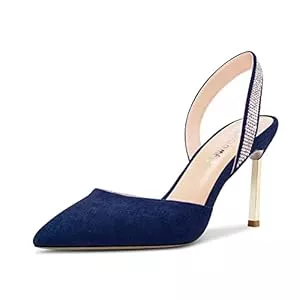 Castamere High Heels Castamere Damen Stiletto Hoher High Absatz Heel Spitze Zehenkappe Pumps Slingback Slip-on Diamant Kristall 8.5 cm Heels