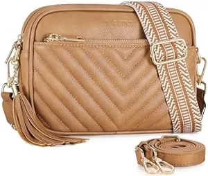 Bagsure Taschen & Rucksäcke Bagsure Umhängetasche Damen – Crossbody Bags für Frauen mit 2 Verstellbaren, Abnehmbaren Breiten Gurten, Leichte Damen Schultertasche aus Leder, Gestepptes Design