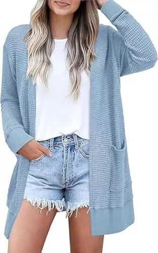 STYLEWORD Strickjacken STYLEWORD Strickjacke Damen Langarm Sommer Leichtes Cardigan Open Front Strickpullover mit Taschen