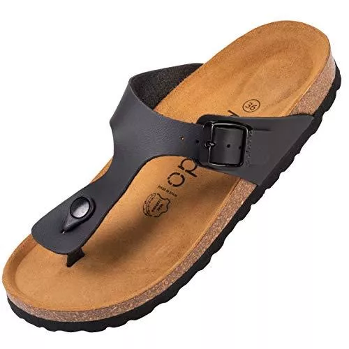 Palado Sandalen & Slides Palado® Damen Zehentrenner Kos | Made in EU | Sandalen in 16 Farben | Pantoletten mit Natur Kork-Fussbett und angenehm weichem Fußbett | Sohle aus feinem Velourleder