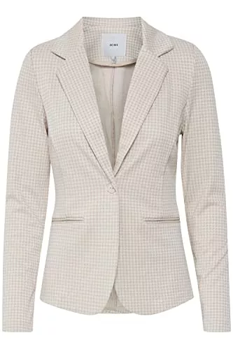 ICHI Blazer ICHI IHRUTI BL8 Damen Blazer Kurzblazer Jacke Karierter EIN-Knopf-Blazer mit Stretch und Reverskragen