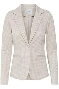 ICHI Blazer ICHI IHRUTI BL8 Damen Blazer Kurzblazer Jacke Karierter EIN-Knopf-Blazer mit Stretch und Reverskragen