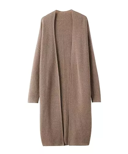 DISSA Strickjacken DISSA Damen Kaschmir Strickjacke V-Ausschnitt Langarm Cardigan Kaschmir Wolle Lange Relaxed Dicker Strickjacke,MZ2312