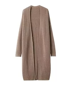 DISSA Strickjacken DISSA Damen Kaschmir Strickjacke V-Ausschnitt Langarm Cardigan Kaschmir Wolle Lange Relaxed Dicker Strickjacke,MZ2312