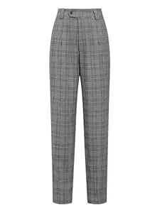 Hobemty Hosen Hobemty Damen-Arbeitshose, kariert, Vintage, Hahnentrittmuster, Schottenkaro, gerade, lange Hose
