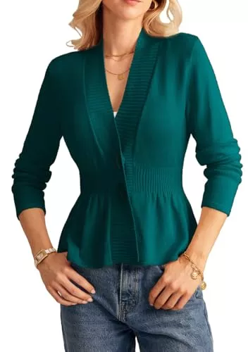 GRACE KARIN Strickjacken GRACE KARIN Damen Langarm Strickjacke V-Ausschnitt Cropped Cardigan mit Taille Strickmantel