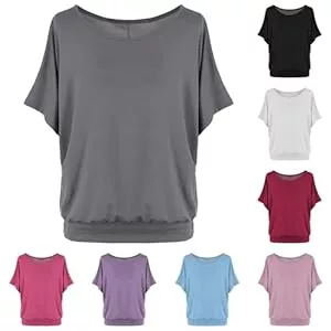 Cihdmfb Kurzarmblusen Cihdmfb T-Shirt Damen Oversized Solide Rundhals Fledermausärme Bluse Damen Sommer Causal Lose Kurzarm Tshirt Oberteil Tops Tunika Basic Tee Shirt Freizeit T Shirts Longbluse für Frauen