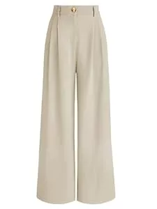 AUTOMET Hosen AUTOMET 2025 Damenhose mit weitem Bein, hohe Taille, lockere Passform, Business-Arbeitshose mit Taschen