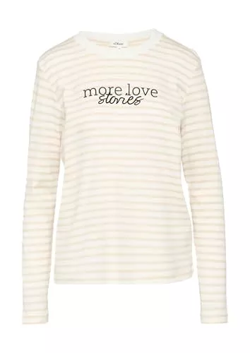 s.Oliver Langarmshirts s.Oliver Damen Langarmshirt mit Artwork – gestreift & Cozy für Freizeit & Alltag